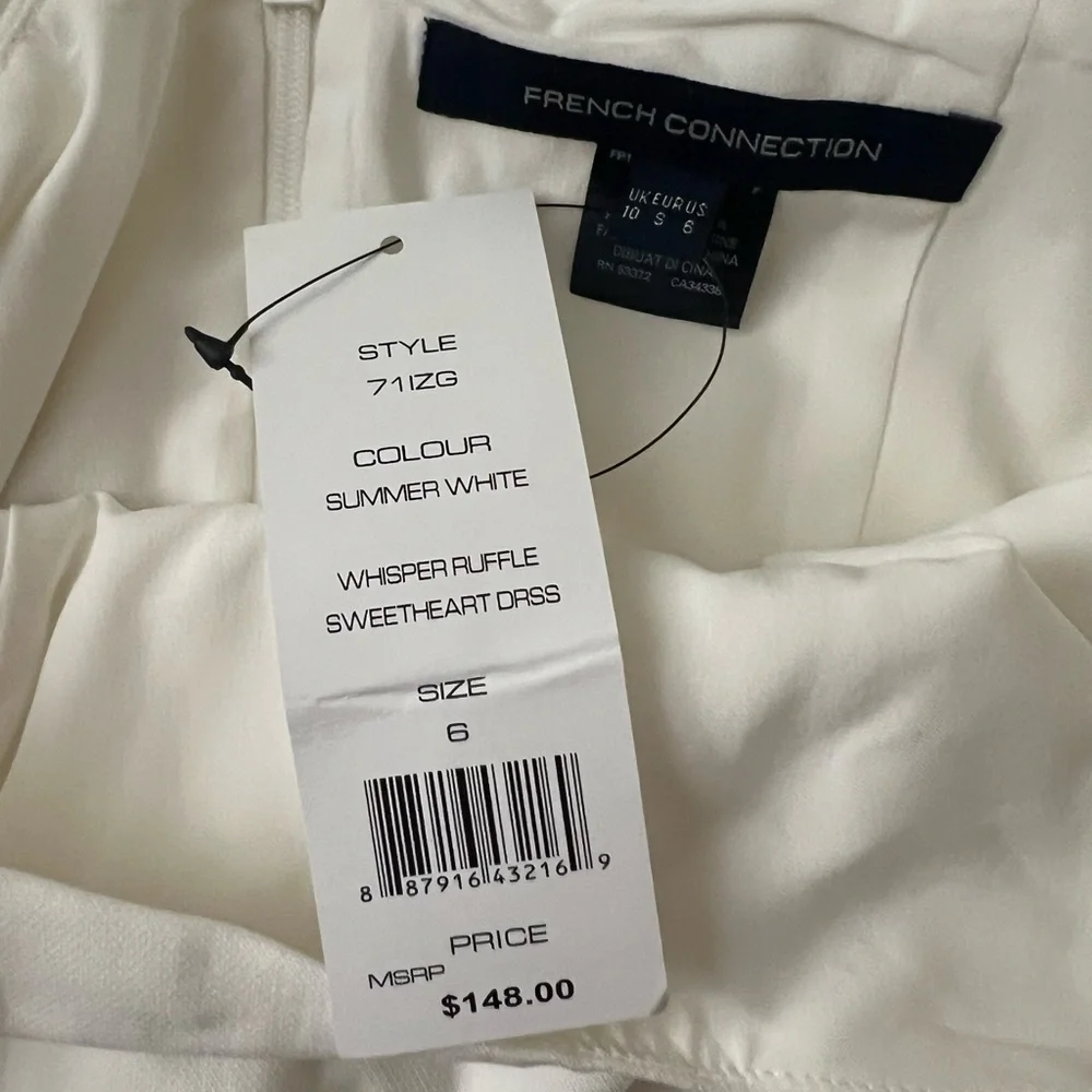 NWT French Connection Whisper Ruffle Sweetheart Dress